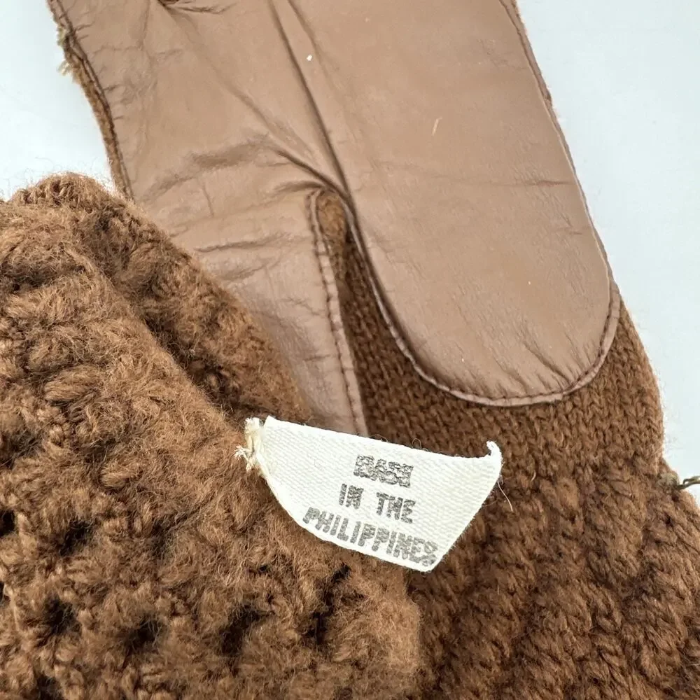 Vintage Brown Knitted Gloves Size S/M